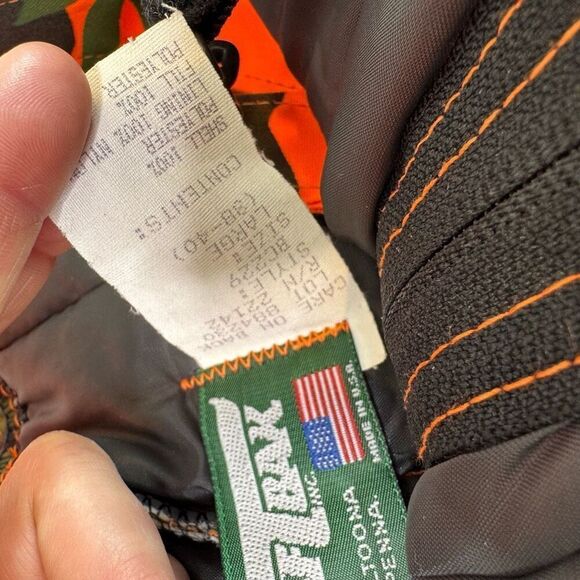 Vintage SafTbak Chiller Killer Orange Camo Bibs Mens Large Suspenders Insulated - Picture 6 of 10